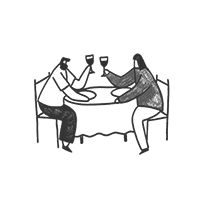 Illustration of romantic dinner